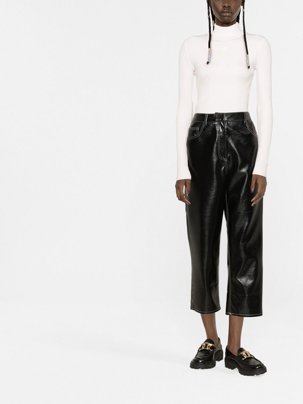 COURREGES Courreges Women Re-Edition Rib Knit Mockneck Sweater