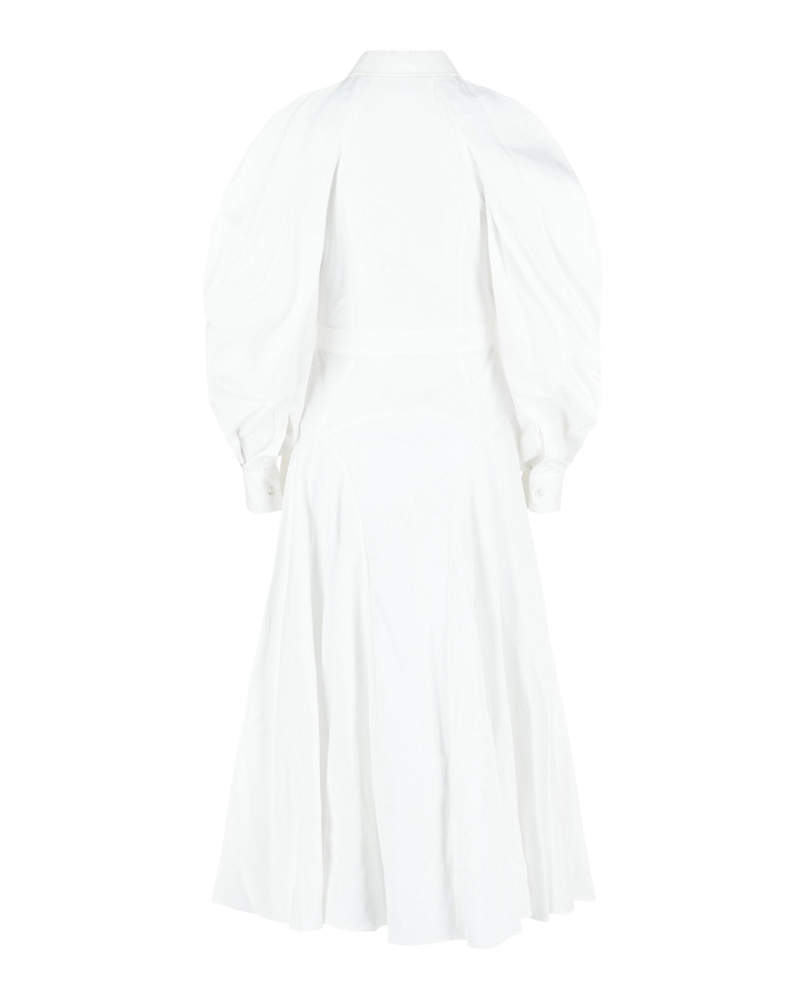 Alexander McQueen Cold-Shoulder Cotton Midi Dress 46 / Optical White