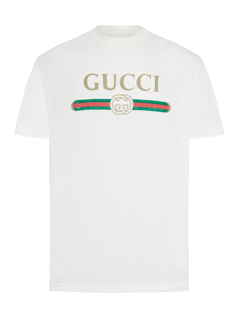 Gucci Women Cotton And Silk Jersey T-Shirt With Print