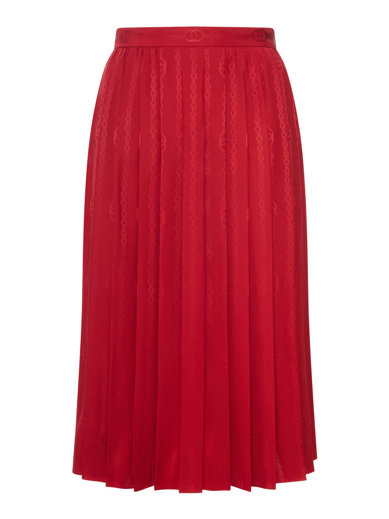 Gucci Gucci Women Jacquard Silk Midi Skirt With Gg Cross Chain