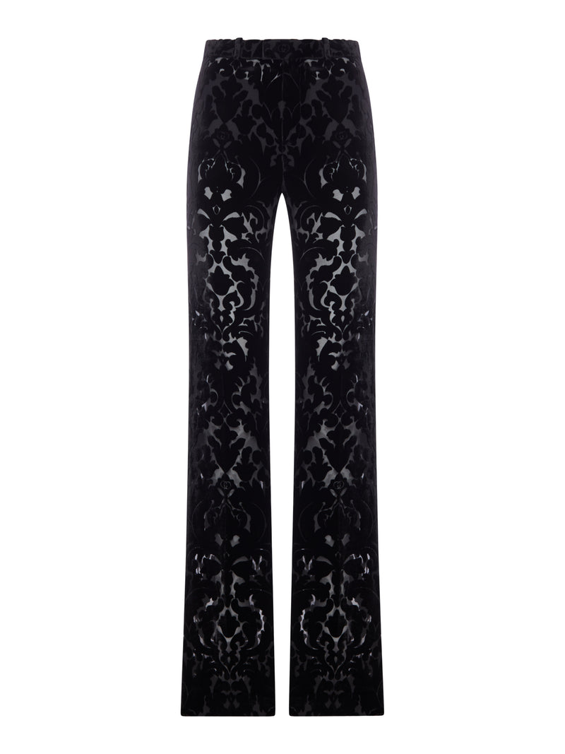 Gucci Women Floral-Print Devoré Velour Trousers