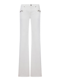 Gucci Gucci Women White Flare Jeans With Clamps