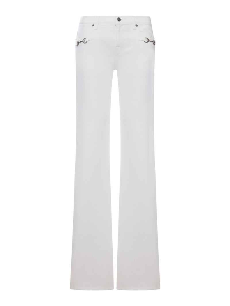 Gucci Gucci Women White Flare Jeans With Clamps