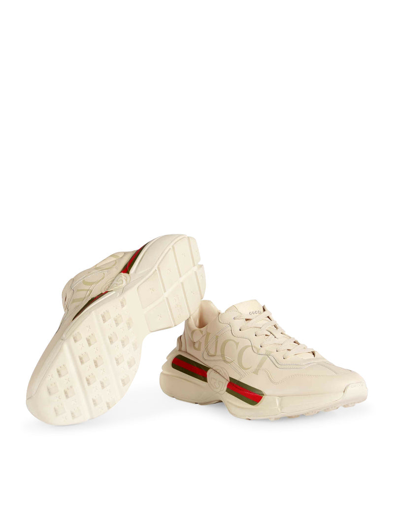 Gucci Gucci Women Women`S Rhyton Leather Sneakers With Gucci Logo