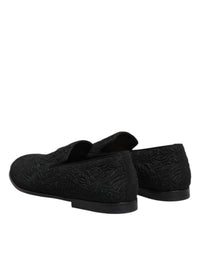 Dolce & Gabbana Black Jacquard Slip On Loafers Formal Men's Shoes