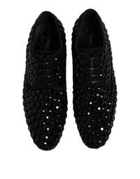 Dolce & Gabbana Dolce & Gabbana Black Suede Strass Derby Formal Men's Shoes