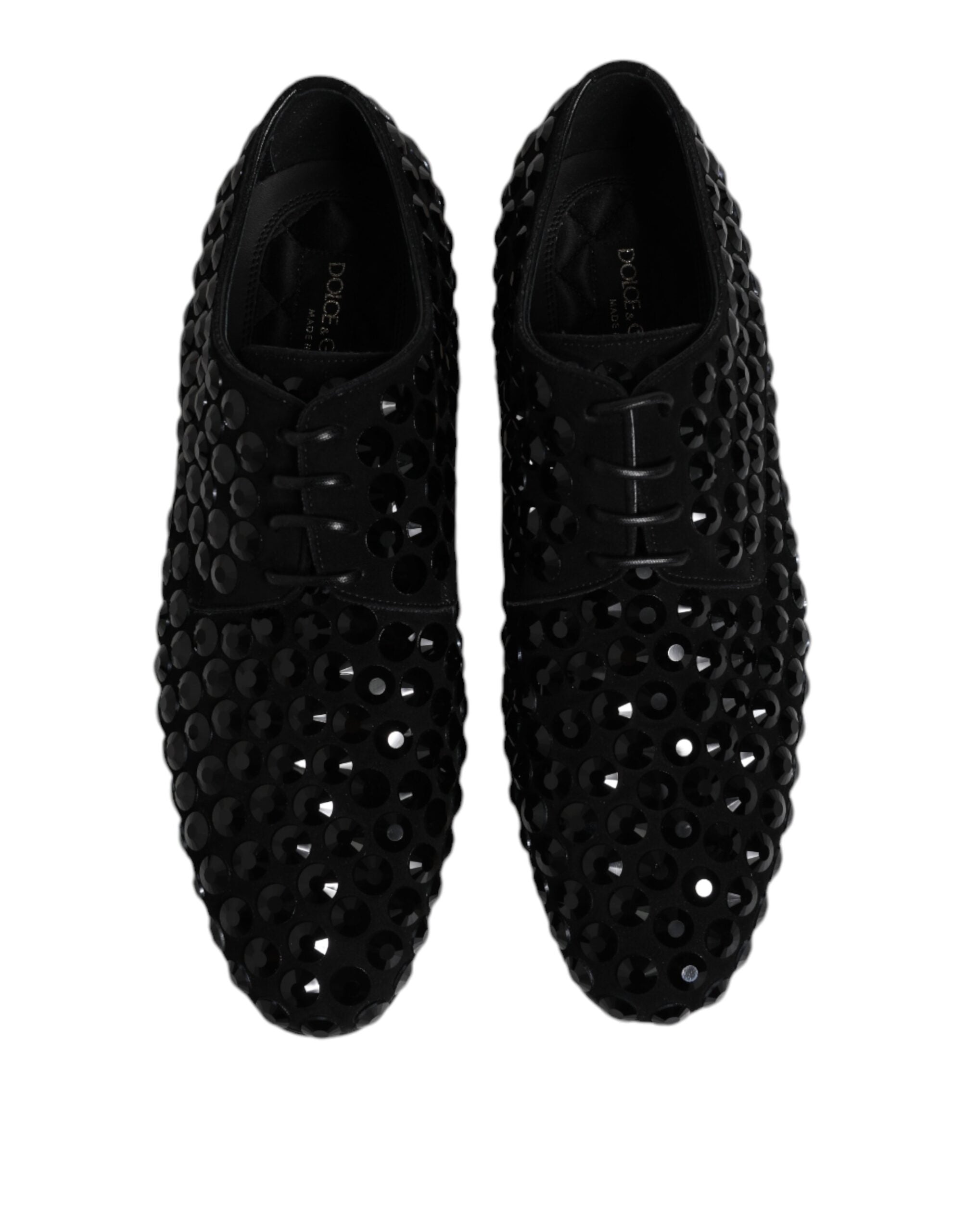 Dolce & Gabbana Dolce & Gabbana Black Suede Strass Derby Formal Men's Shoes