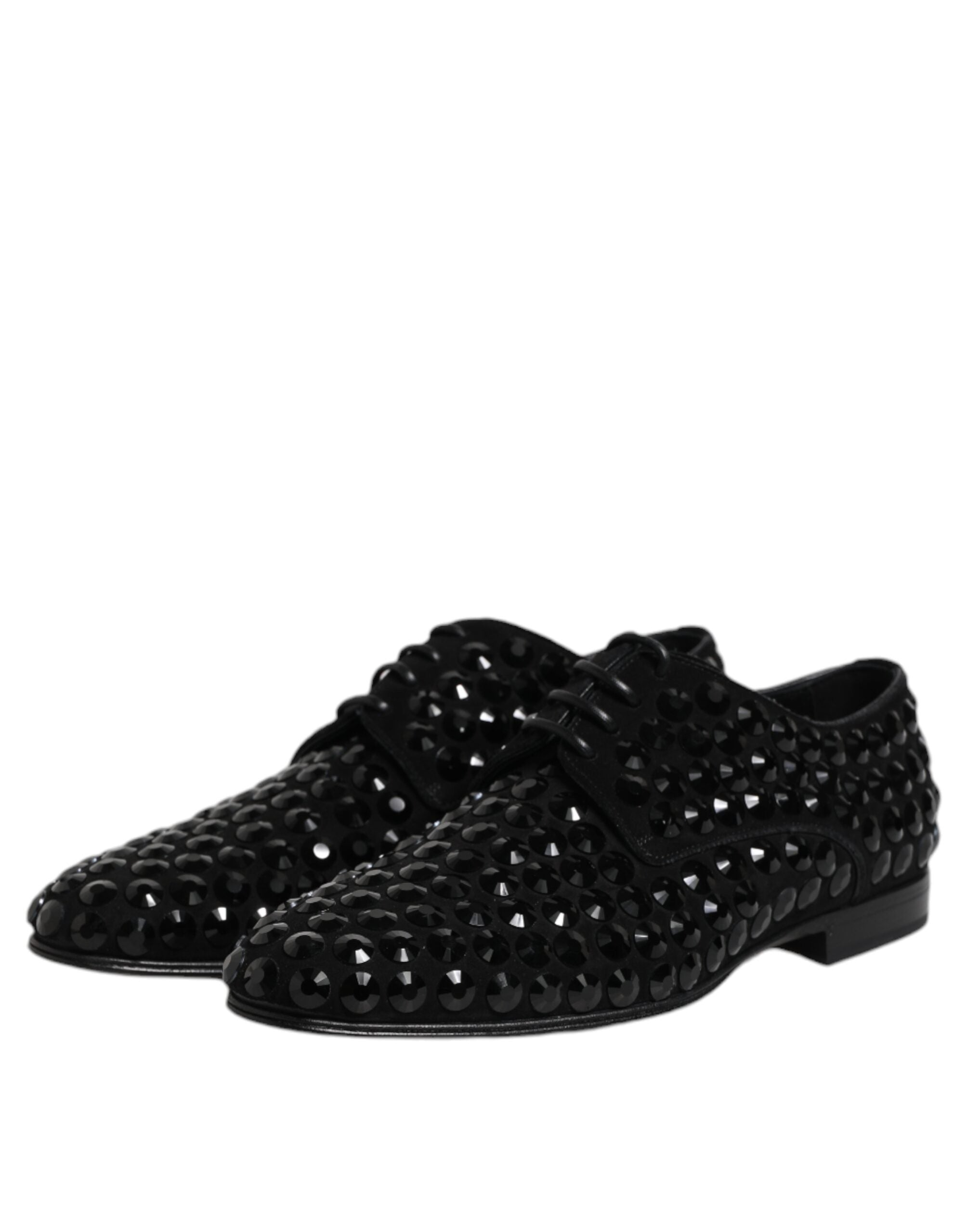Dolce & Gabbana Dolce & Gabbana Black Suede Strass Derby Formal Men's Shoes