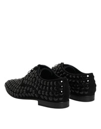Dolce & Gabbana Dolce & Gabbana Black Suede Strass Derby Formal Men's Shoes