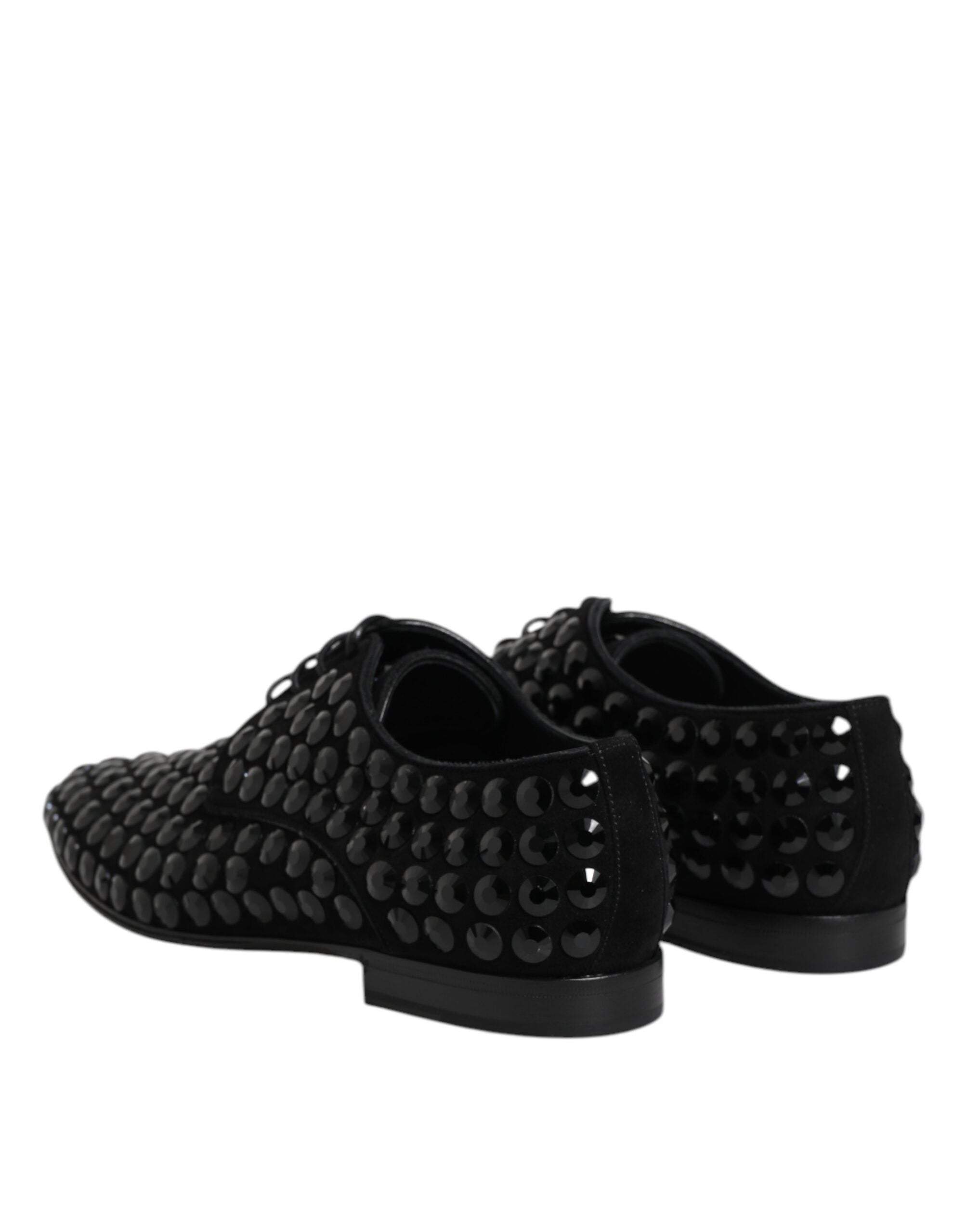 Dolce & Gabbana Dolce & Gabbana Black Suede Strass Derby Formal Men's Shoes