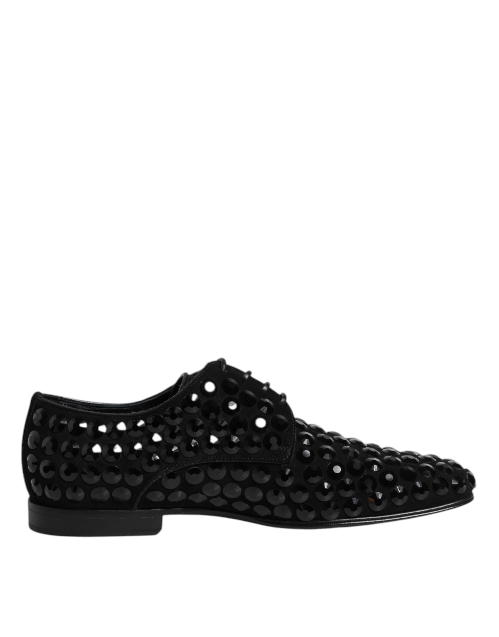 Dolce & Gabbana Dolce & Gabbana Black Suede Strass Derby Formal Men's Shoes