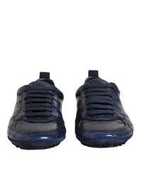 Dolce & Gabbana Dark Blue Leather Low Top Men Sneakers Men's Shoes