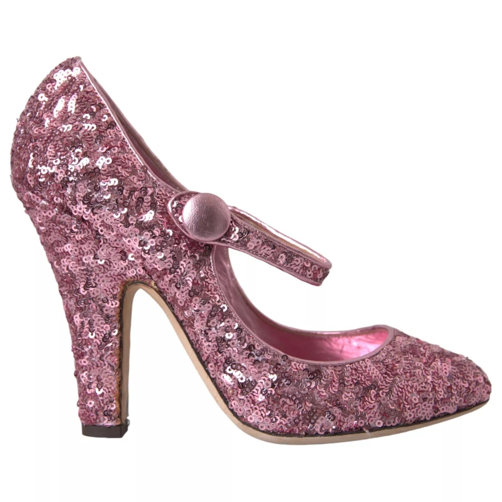 Dolce & Gabbana Pink Sequin Mary Jane Pumps High Heels Women's Shoes
