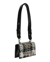 Alexander McQueen Womens Mini Jewelled Tweed Shoulder Bag