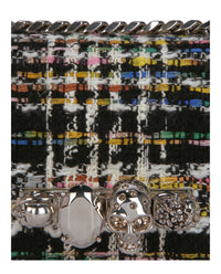 Alexander McQueen Womens Mini Jewelled Tweed Shoulder Bag