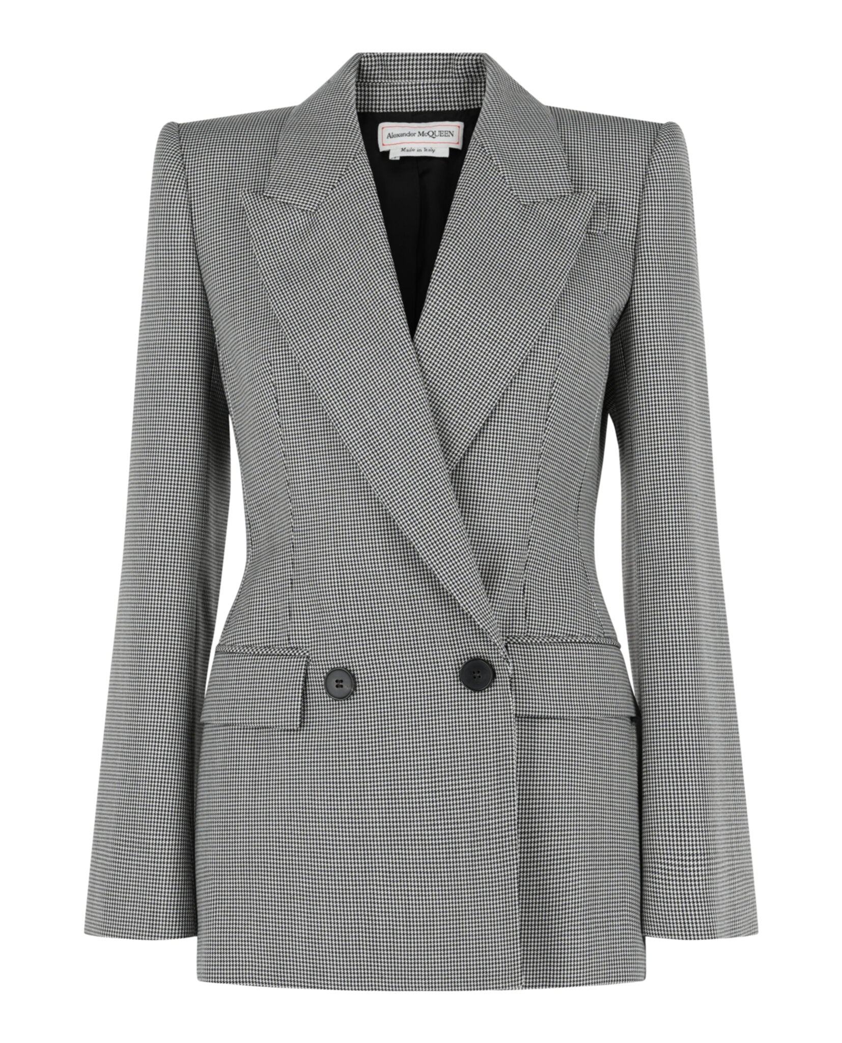 Alexander McQueen Womens Houndstooth Check Double-Breasted Blazer