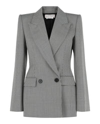 Alexander McQueen Womens Houndstooth Check Double-Breasted Blazer