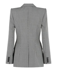 Alexander McQueen Womens Houndstooth Check Double-Breasted Blazer