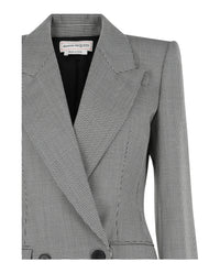 Alexander McQueen Womens Houndstooth Check Double-Breasted Blazer