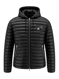 Celine Men Hooded Down Jacket With Logo Patch