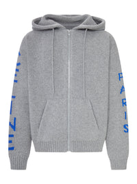 Celine Men Hooded Ribbed Knit Zip-Up Cardigan