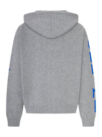 Celine Men Hooded Ribbed Knit Zip-Up Cardigan