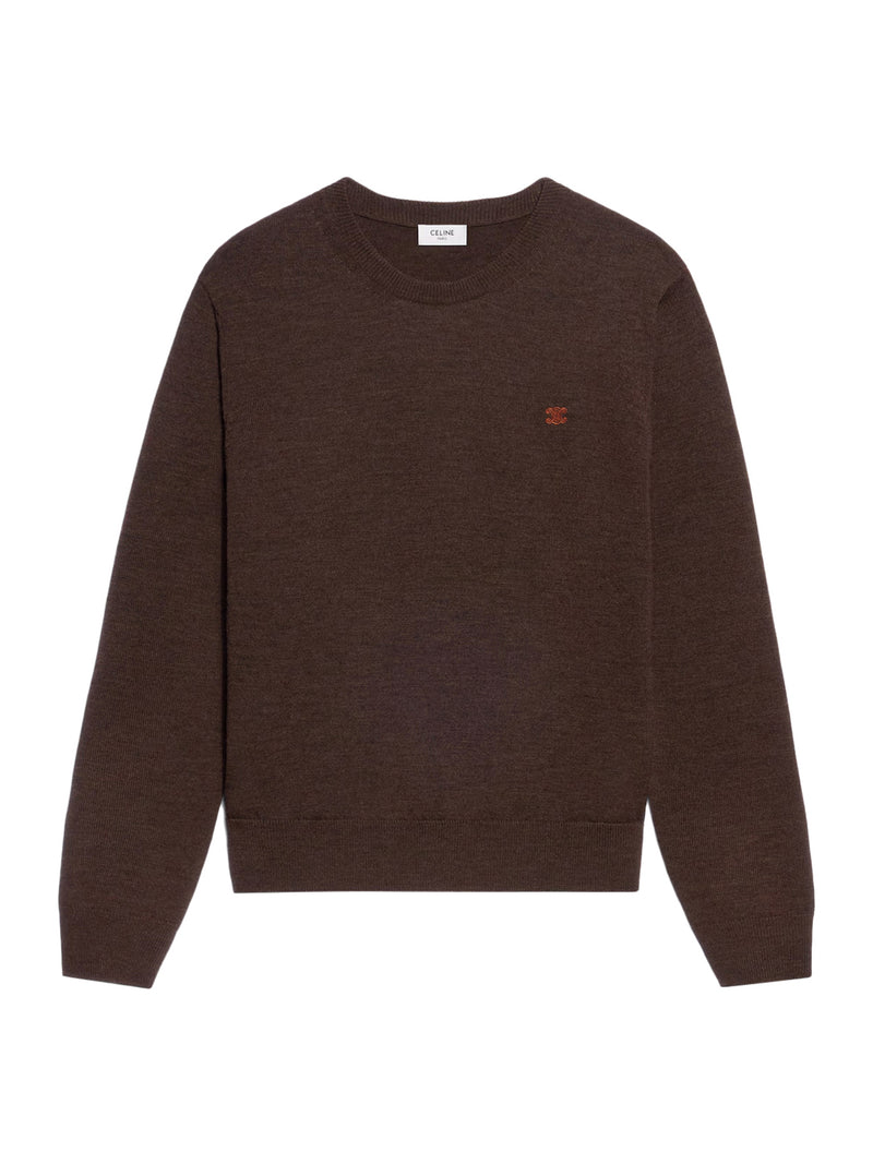 Celine Men Fine Wool Sweater With Triomphe Embroidery