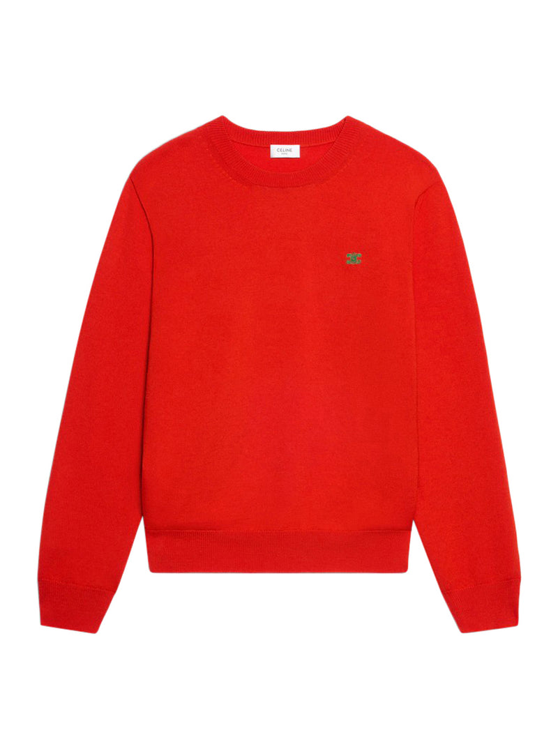 Celine Celine Men Fine Wool Sweater With Triomphe Embroidery