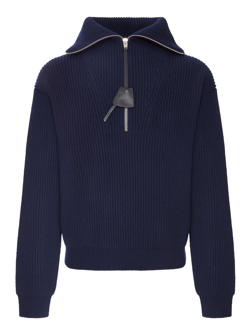 Celine Men Wool And Cashmere Blend Zip-Up Sweater