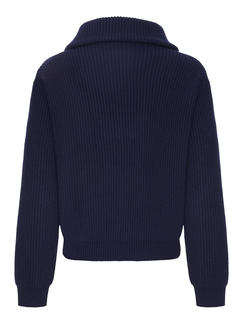 Celine Men Wool And Cashmere Blend Zip-Up Sweater