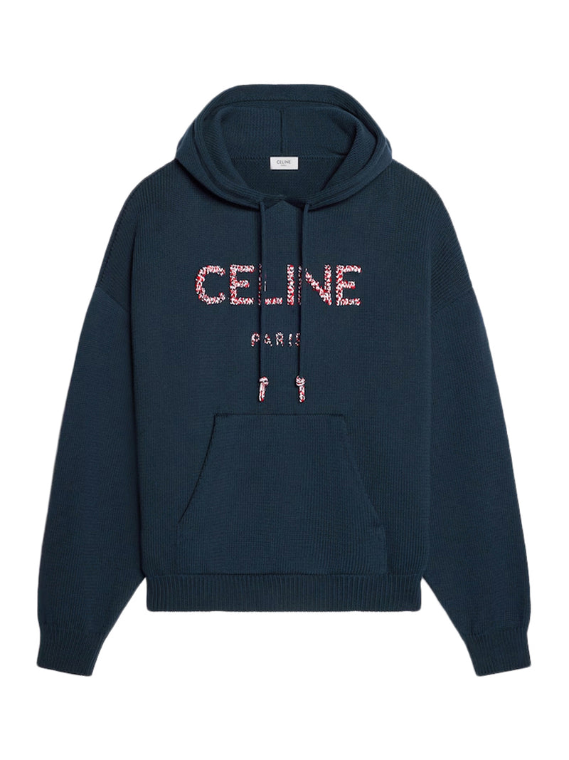 Celine Men Ribbed Cotton Hoodie