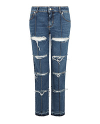 Alexander McQueen Alexander McQueen Womens Straight-Leg Distressed Jeans