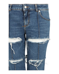 Alexander McQueen Alexander McQueen Womens Straight-Leg Distressed Jeans