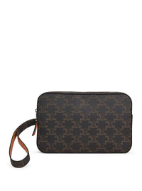 Celine Men Pouch With Shoulder Strap In Triomphe Canvas And Calfskin