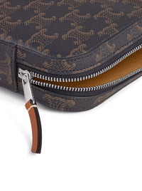 Celine Men Pouch With Shoulder Strap In Triomphe Canvas And Calfskin