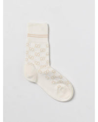 Gucci GG Patterned Crew Socks Men Yellow Cream Medium (8-10) Yellow Cream