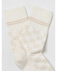 Gucci GG Patterned Crew Socks Men Yellow Cream