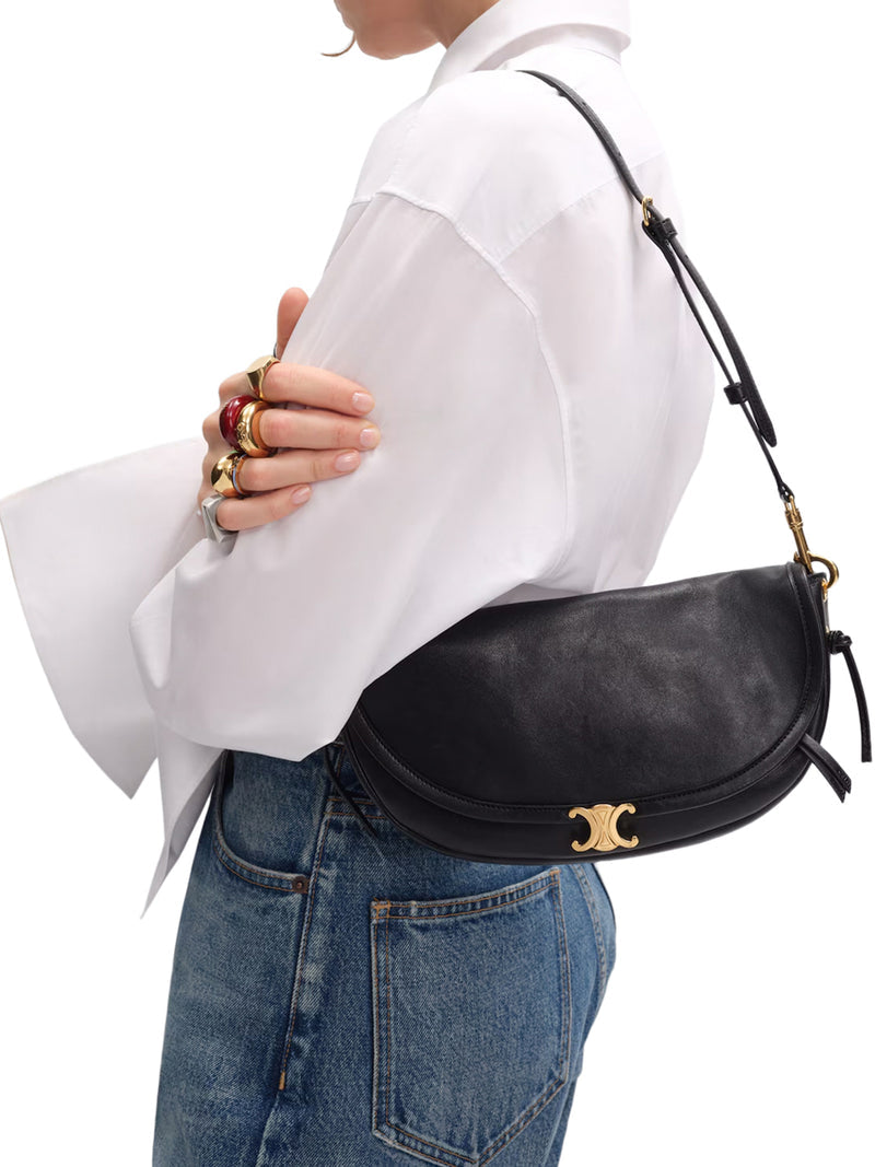Celine Celine Women Small Crescent Soft Triomphe In Soft Shiny Lambskin