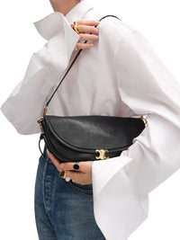 Celine Celine Women Small Crescent Soft Triomphe In Soft Shiny Lambskin