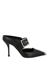 Alexander McQueen Womens Buckle Leather Mules