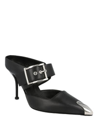 Alexander McQueen Womens Buckle Leather Mules
