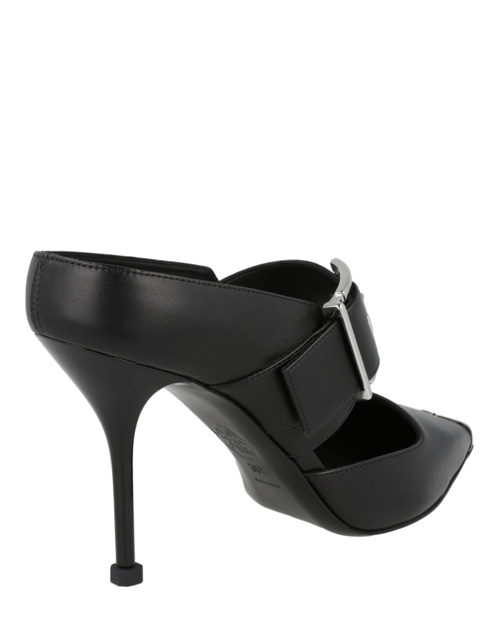 Alexander McQueen Womens Buckle Leather Mules