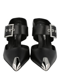 Alexander McQueen Womens Buckle Leather Mules