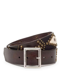 Golden Goose Deluxe Brand Golden Goose Deluxe Brand Women Sierra Belt In Mahogany Color Leather With Applied Studs