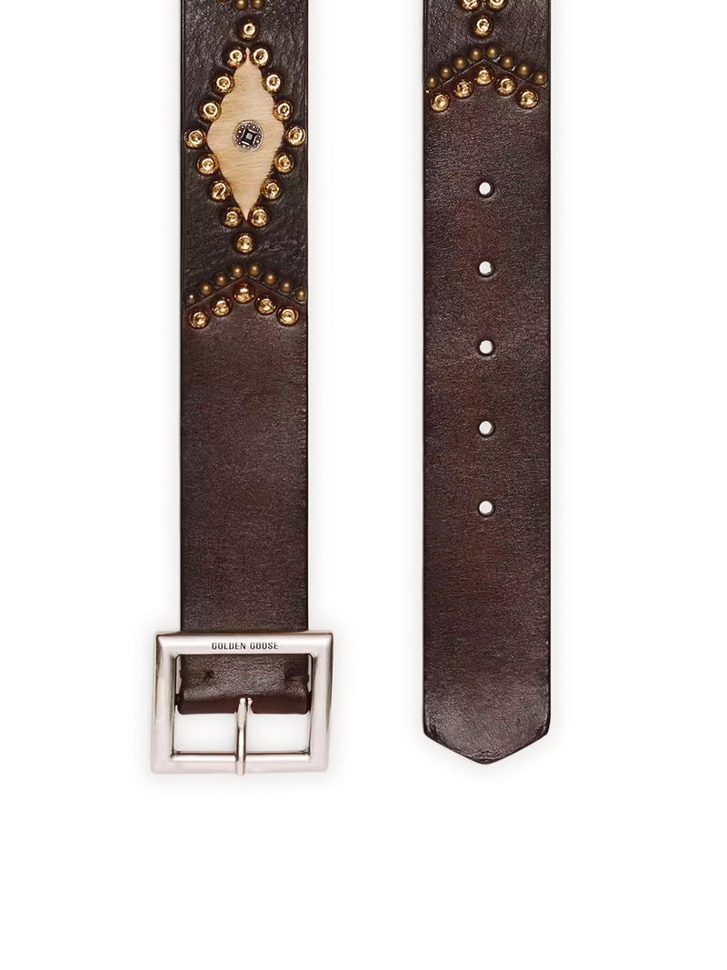 Golden Goose Deluxe Brand Golden Goose Deluxe Brand Women Sierra Belt In Mahogany Color Leather With Applied Studs