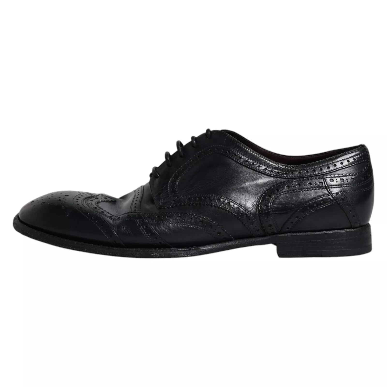 Dolce & Gabbana Dolce & Gabbana Dark Blue Leather Derby Wingtip Formal Men's Shoes