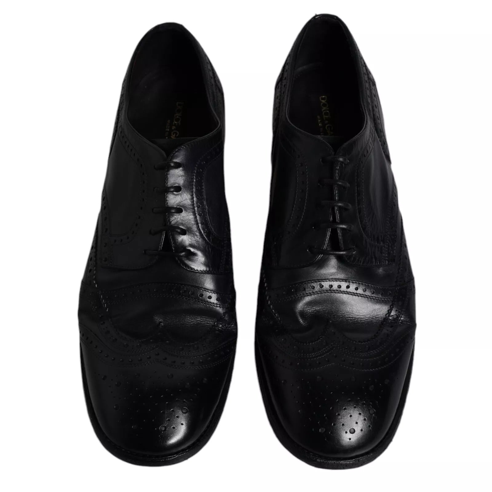 Dolce & Gabbana Dolce & Gabbana Dark Blue Leather Derby Wingtip Formal Men's Shoes