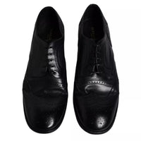 Dolce & Gabbana Dolce & Gabbana Dark Blue Leather Derby Wingtip Formal Men's Shoes