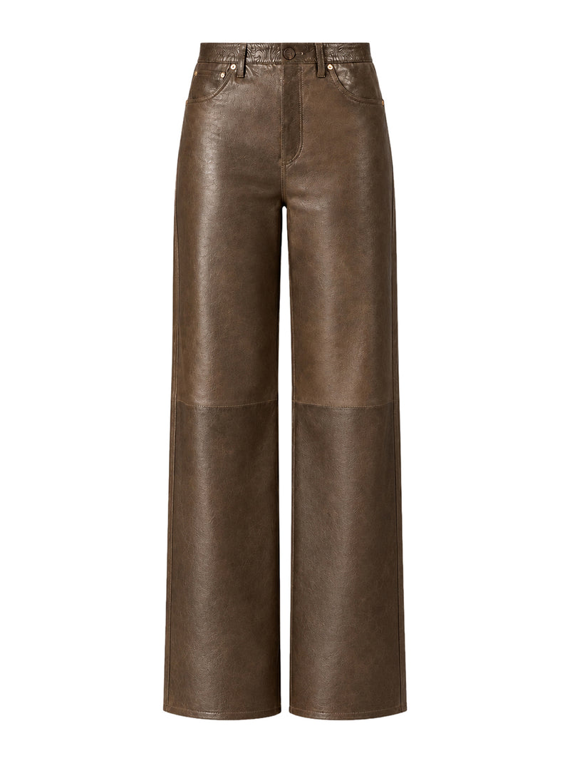 Golden Goose Deluxe Brand Golden Goose Deluxe Brand Women Dark Green Paneled Waxed Nappa Leather Trousers