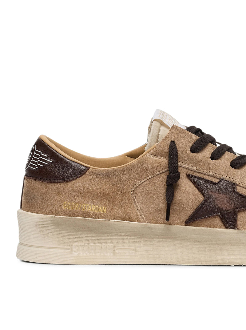 Golden Goose Deluxe Brand Golden Goose Deluxe Brand Men Stardan Men`S Beige Suede Shoes With Star And Brown Inserts